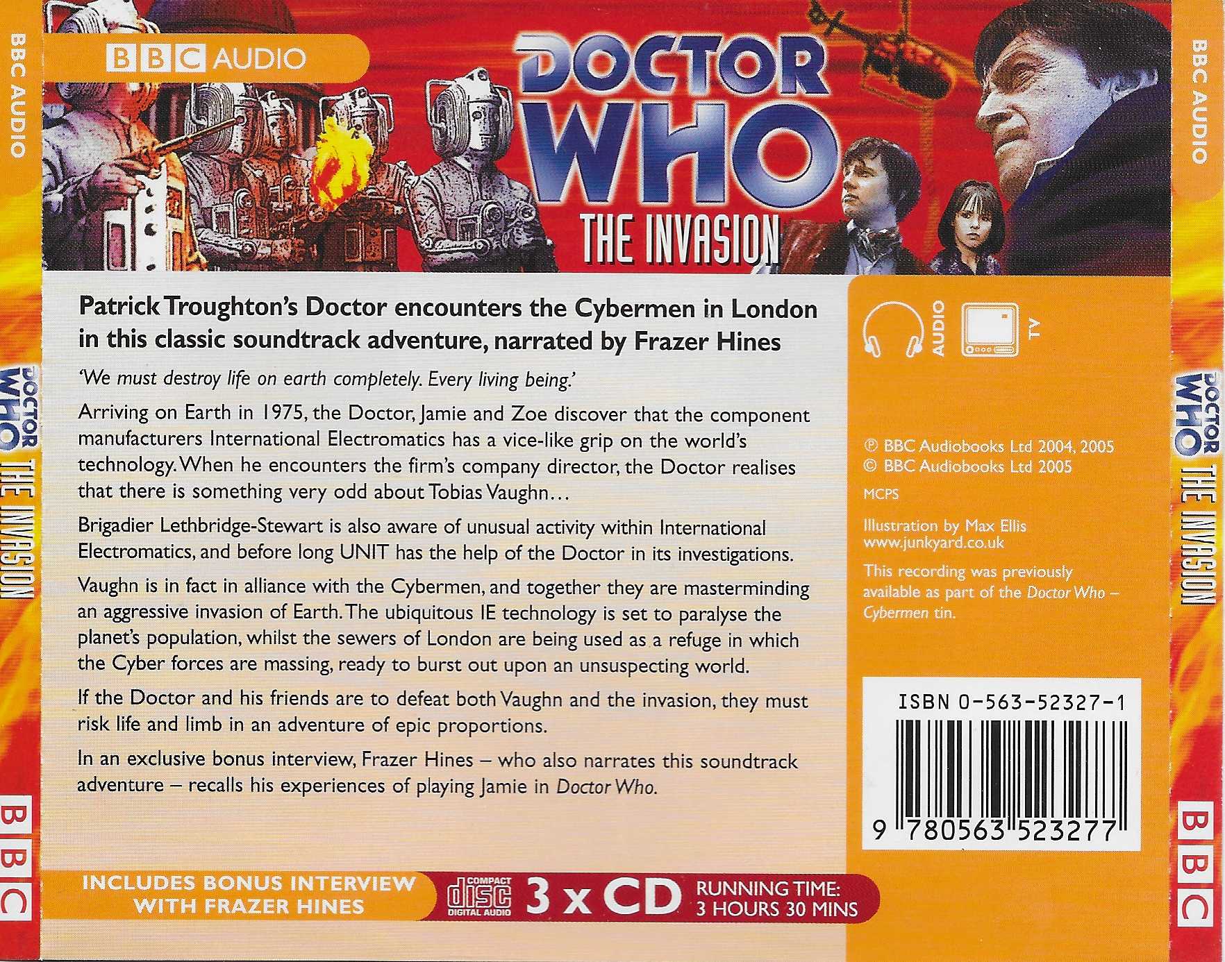 Picture of ISBN 0-563-52327-1 Doctor Who - The invasion by artist Derrick Sherwin / Kit Pedler from the BBC records and Tapes library